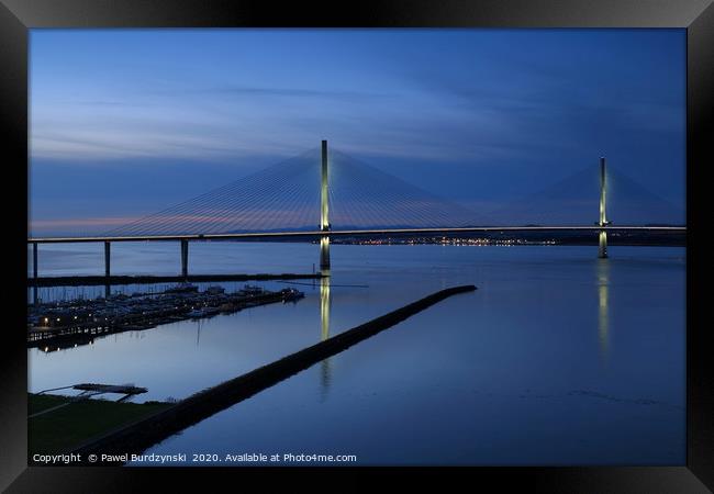 Twilight at the Forth Bridges Framed Print by Pawel Burdzynski