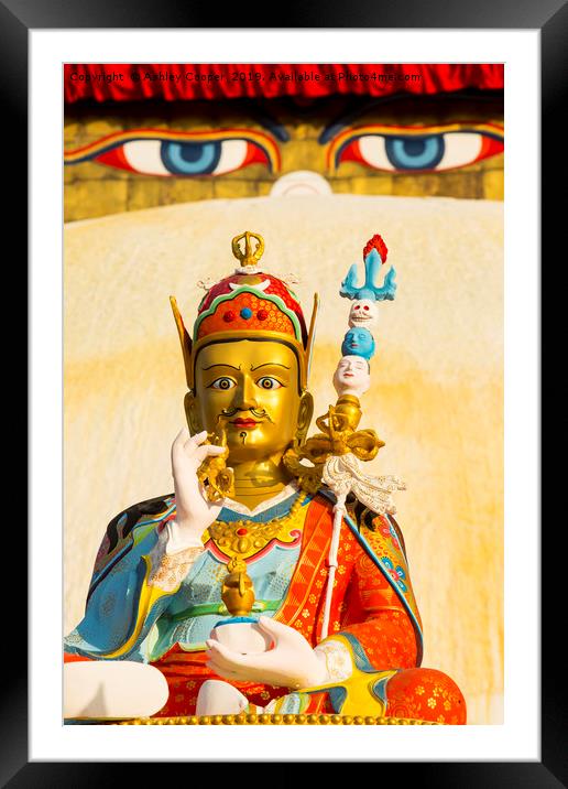 Buddist symbols at the Boudanath Stupa Framed Mounted Print by Ashley Cooper