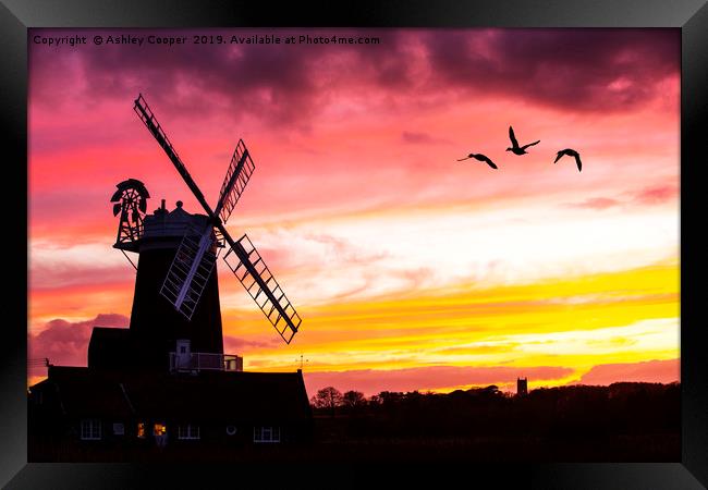A windmill at Cley Next the Sea Framed Print by Ashley Cooper