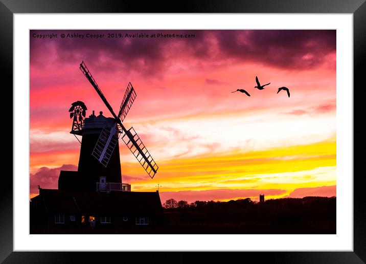 A windmill at Cley Next the Sea Framed Mounted Print by Ashley Cooper