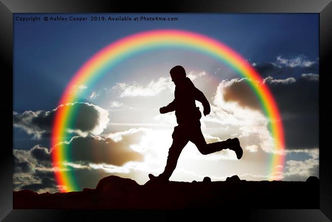 Rainbow runner. Framed Print by Ashley Cooper