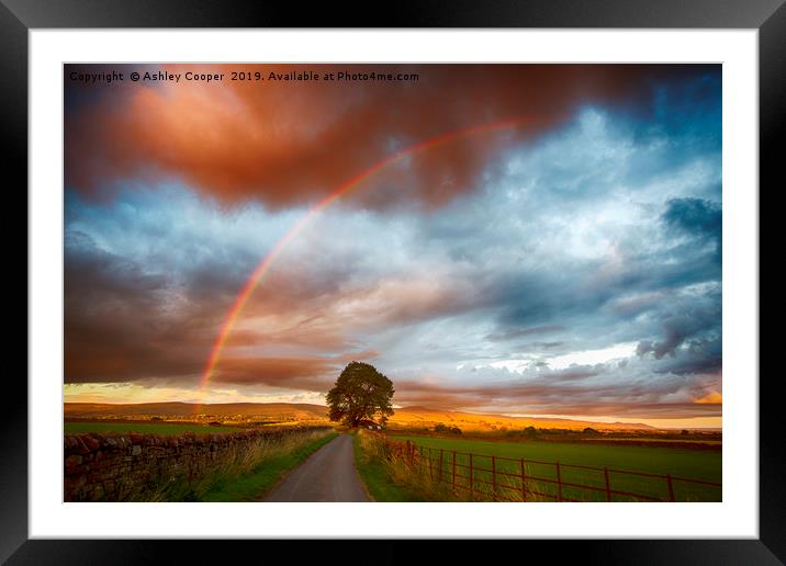 Rainbow sunset. Framed Mounted Print by Ashley Cooper