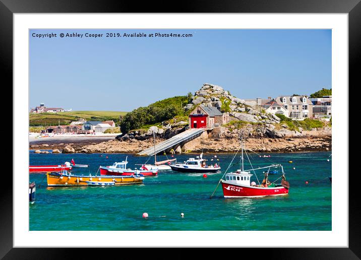 Scilly boats. Framed Mounted Print by Ashley Cooper