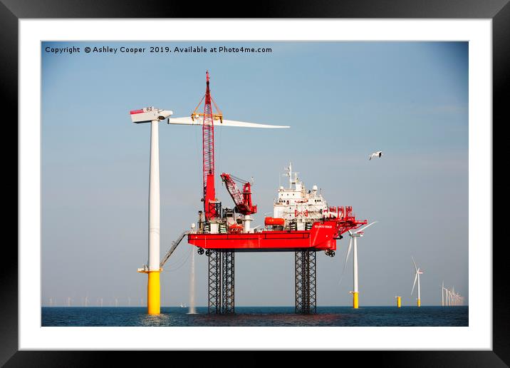 Walney offshore windfarm. Framed Mounted Print by Ashley Cooper