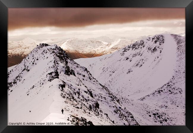 Mamores in Winter. Framed Print by Ashley Cooper