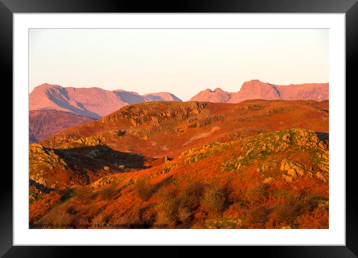Langdale glow. Framed Mounted Print by Ashley Cooper
