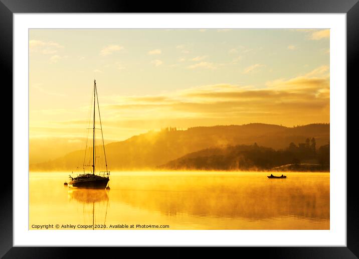 Lake dawn. Framed Mounted Print by Ashley Cooper