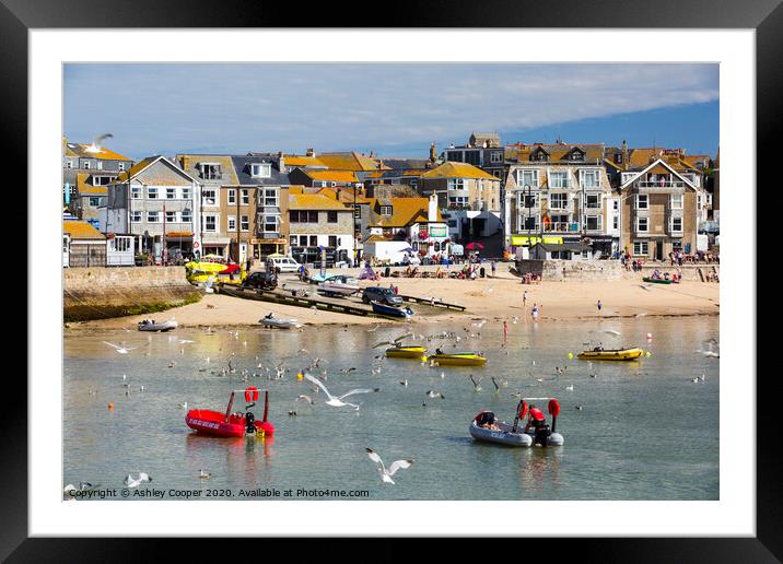 St Ives harbour. Framed Mounted Print by Ashley Cooper