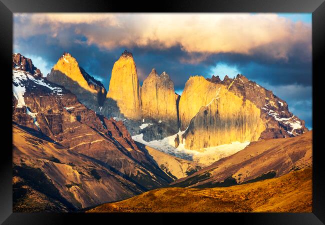 Torres del Paine dawn spire. Framed Print by Ashley Cooper