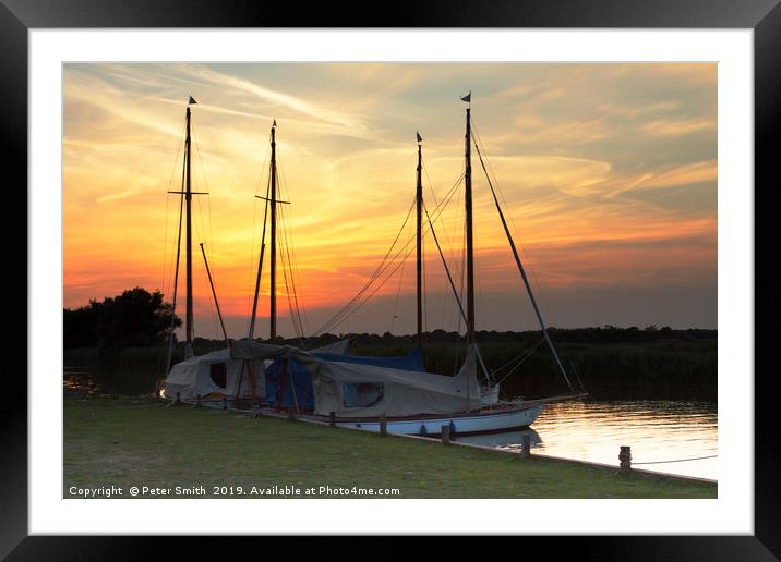 Norfolk Broads at dusk Framed Mounted Print by Peter Smith