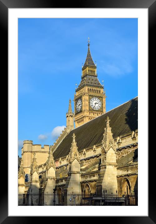Big Ben Tower behind Westminster Abbey Framed Mounted Print by Jelena Maksimova
