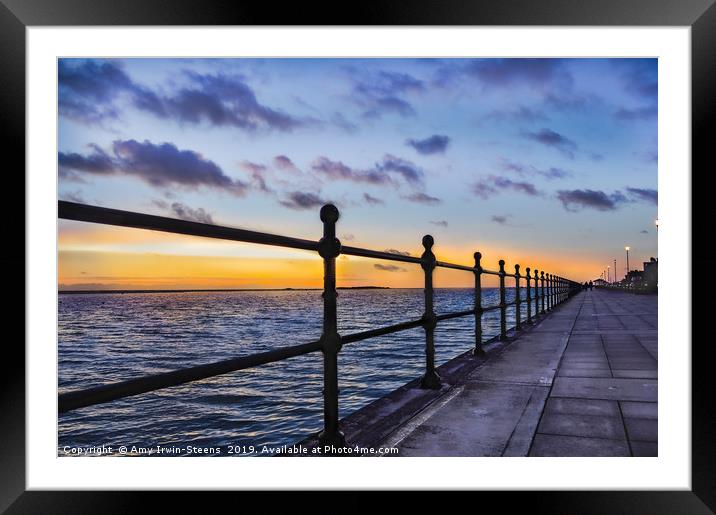 Sun setting at Marine Lake Framed Mounted Print by Amy Irwin-Steens