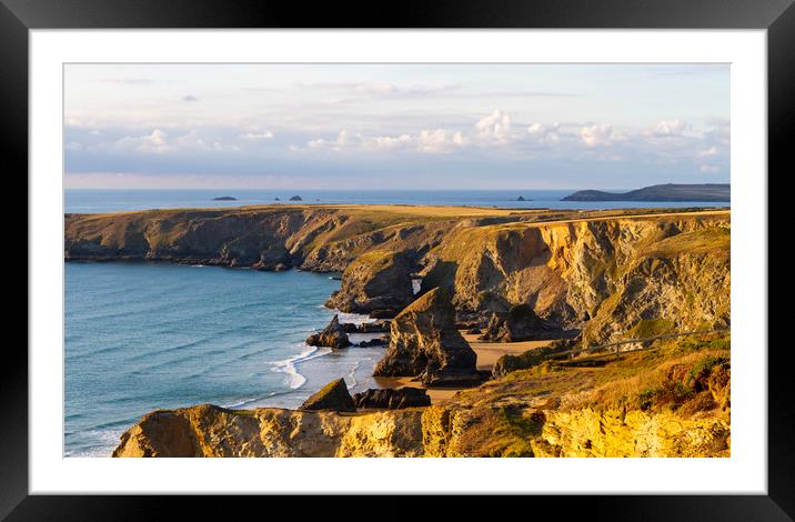 Seascape from Bedruthan Steps in Cornwall Framed Mounted Print by Carolyn Barnard