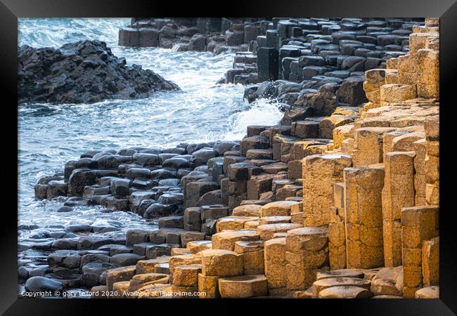 Abstract  view of the Giants Causeway Framed Print by gary telford