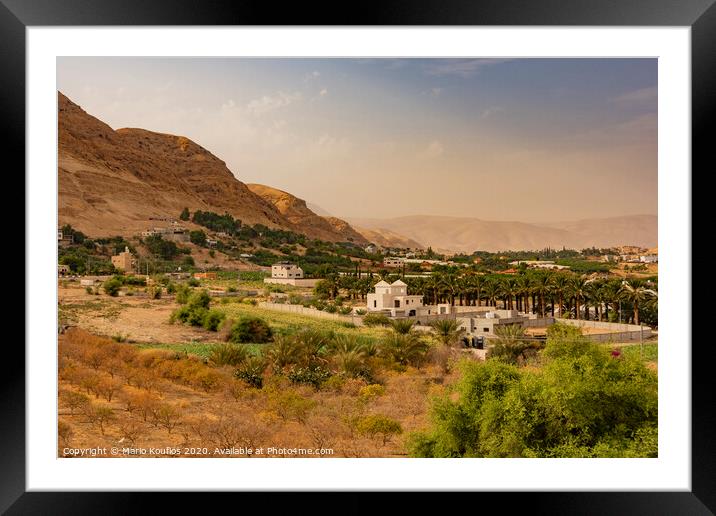 View of the valley of the river Jordan in the vicinity of the ancient city of Jericho. Palestinian West Bank Framed Mounted Print by Mario Koufios