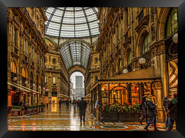 Stores in Milan gallery. Italy europe Framed Print by Mario Koufios