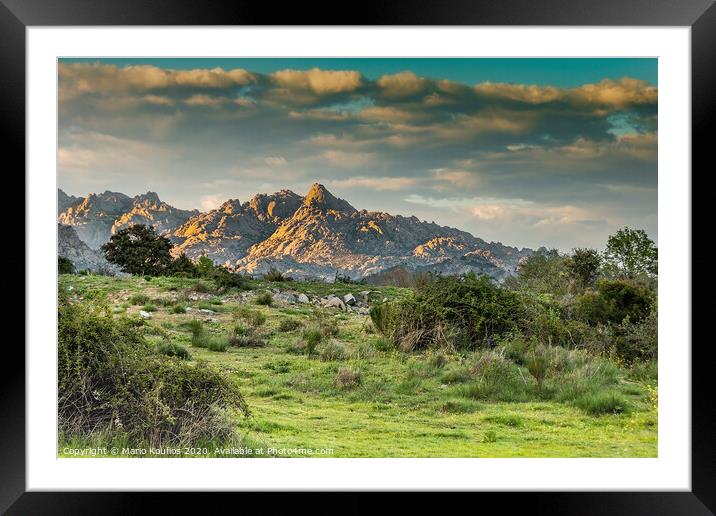 Sierra of Guadarrama and summit the helmet at sunset. Spain madrid Framed Mounted Print by Mario Koufios
