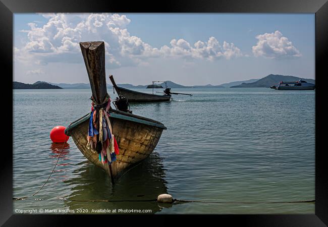 langkawi archipelago and typical boats. Andaman Sea. Malaysia. Framed Print by Mario Koufios
