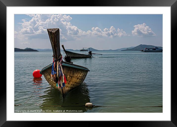 langkawi archipelago and typical boats. Andaman Sea. Malaysia. Framed Mounted Print by Mario Koufios