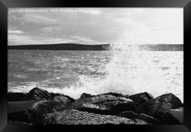 Waves on rocks Framed Print by Andy Hillman