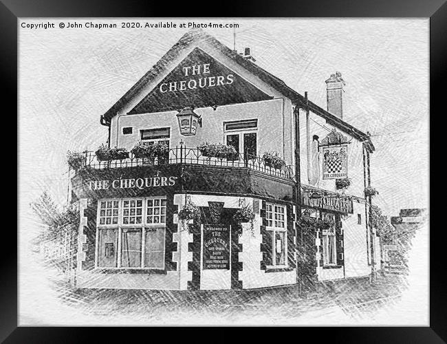 The Chequers, Hornchurch in sketch format Framed Print by John Chapman