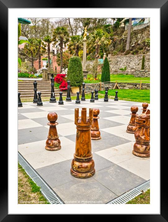 Time for chess at Portmeirion Framed Mounted Print by Kevin Smith