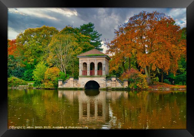 Birkenhead Park Boathouse in Autumn Framed Print by Kevin Smith