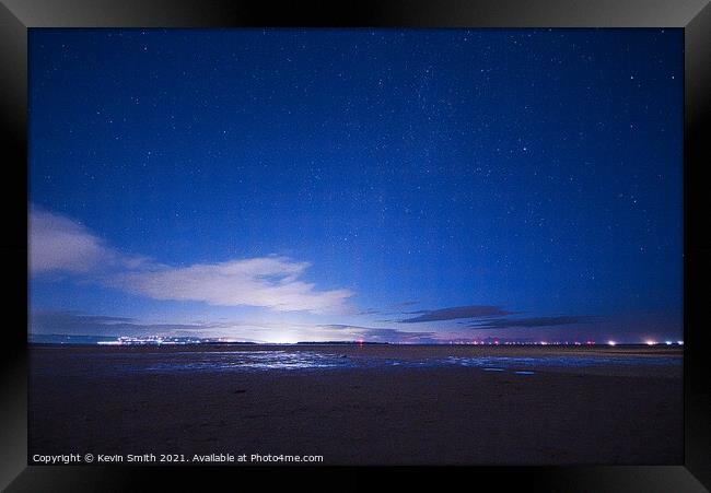 Nightime view across the Dee Estuary from Hoylake Framed Print by Kevin Smith