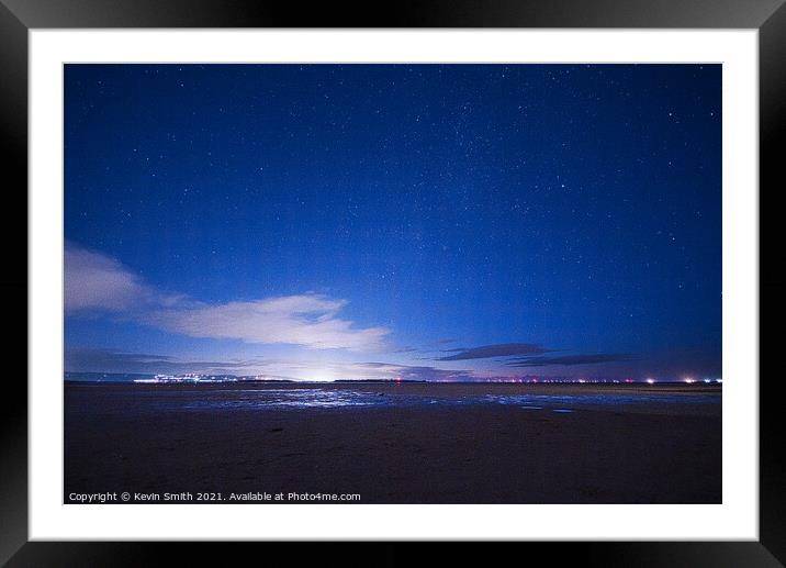 Nightime view across the Dee Estuary from Hoylake Framed Mounted Print by Kevin Smith