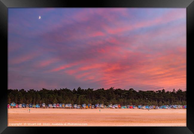 Colourful sunset with moon rising. Framed Print by Stuart Hill
