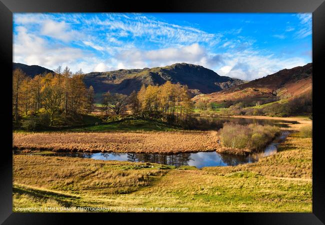 A view across Der Little Langdale Tarn towards the Framed Print by EMMA DANCE PHOTOGRAPHY