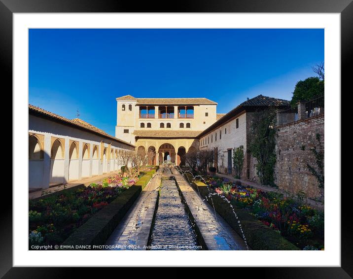 The Gardens of the Alhambra Palace, Granada, Spain Framed Mounted Print by EMMA DANCE PHOTOGRAPHY