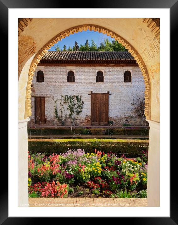 The Gardens of the Alhambra Palace, Granada, Spain Framed Mounted Print by EMMA DANCE PHOTOGRAPHY