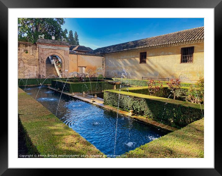 The Gardens of the Alhambra Palace, Granada, Spain Framed Mounted Print by EMMA DANCE PHOTOGRAPHY