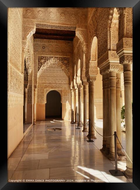 Patio of the Lions, The Nasrid Palace, Granada, Sp Framed Print by EMMA DANCE PHOTOGRAPHY