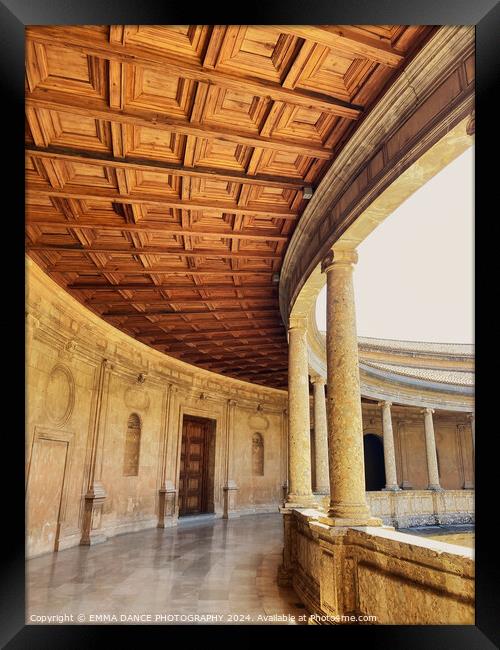 The Charles V Palace in the Alhambra Palace, Grana Framed Print by EMMA DANCE PHOTOGRAPHY