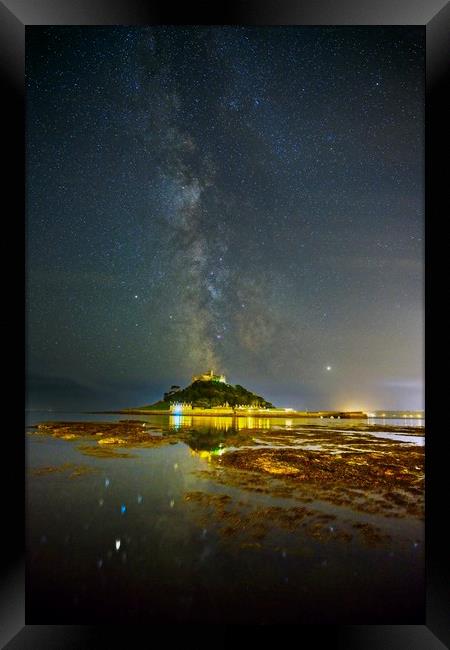 St Michael's Mount under the Milky Way Framed Print by Paul Cooper