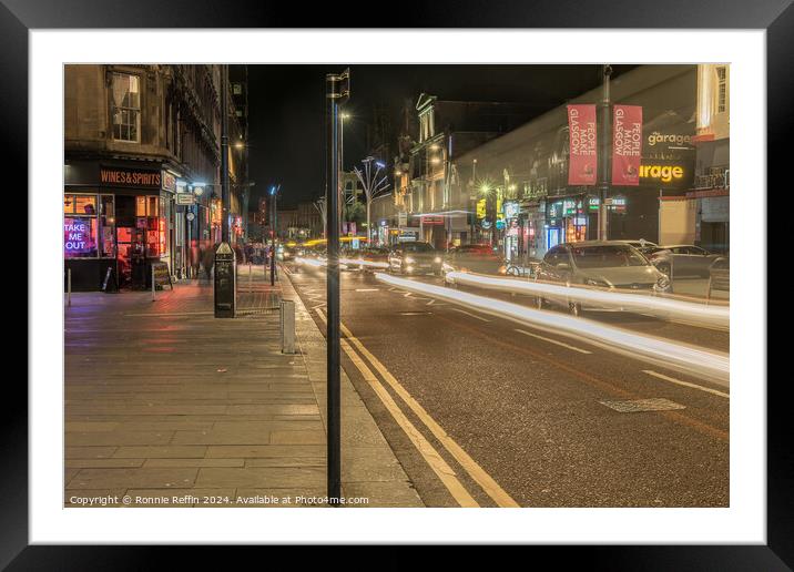 Sauchiehall Street On A Friday Night Framed Mounted Print by Ronnie Reffin