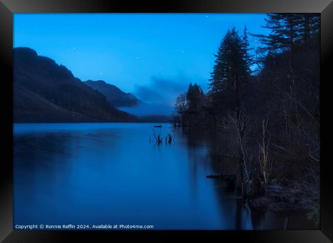 Loch Eck At Inverchapel In The Blue Hour Framed Print by Ronnie Reffin