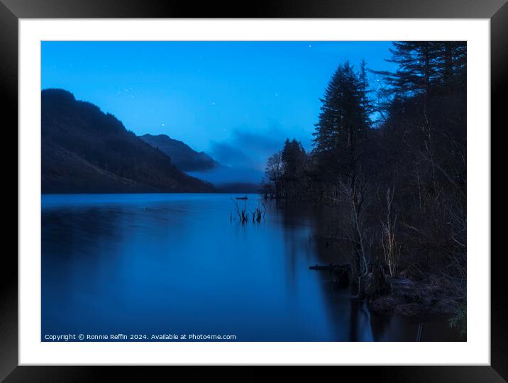 Loch Eck At Inverchapel In The Blue Hour Framed Mounted Print by Ronnie Reffin