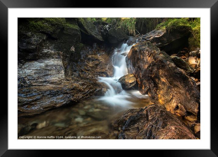 Dappled Pool With Waterfall Framed Mounted Print by Ronnie Reffin