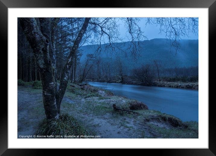 River Eachaig At Dusk In The Rain Framed Mounted Print by Ronnie Reffin