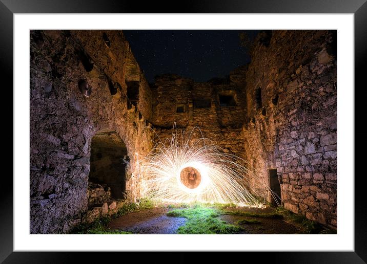 Lachlan Castle Fire Poi Framed Mounted Print by Ronnie Reffin