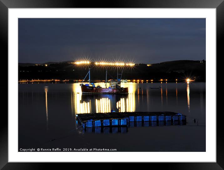 Trawler At Night Framed Mounted Print by Ronnie Reffin