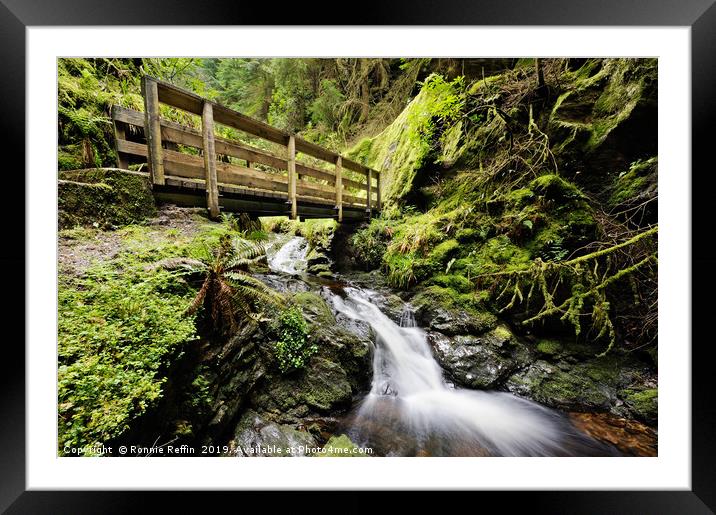 Bridge Over Waterfall Framed Mounted Print by Ronnie Reffin
