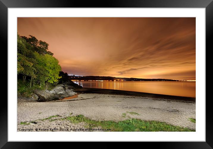 Ardentinny Beach At Night 1 Framed Mounted Print by Ronnie Reffin