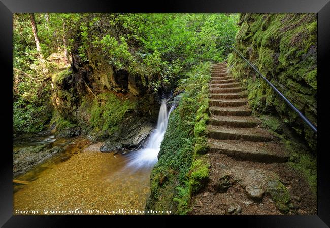Waterfall Staircase Framed Print by Ronnie Reffin