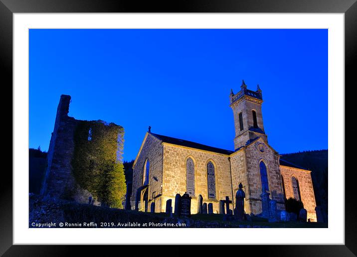 Kilmun Parish Church At Night Framed Mounted Print by Ronnie Reffin