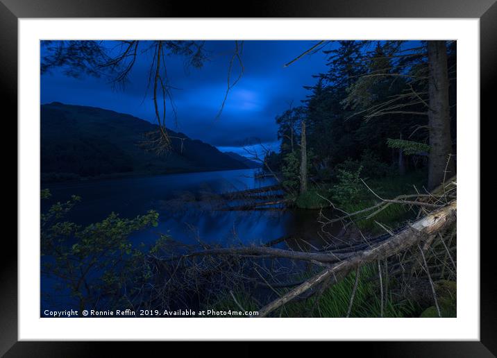 Loch Eck At Inverchapel At Night Framed Mounted Print by Ronnie Reffin