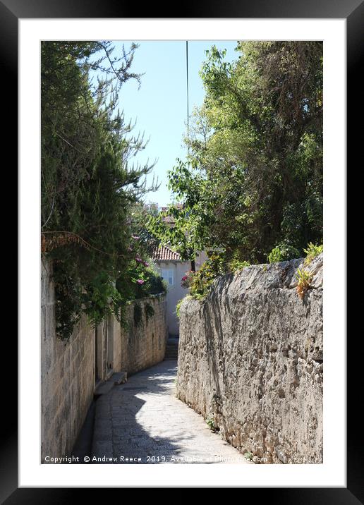 Walkway leading down to Old Town Dubrovnik Framed Mounted Print by Andrew Reece